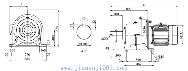 THM-826摆线针轮减速机外形及安装尺寸