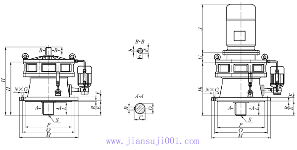 BL、BLD（上海变速机械厂标准）行星摆线针轮减速机外形及安装尺寸