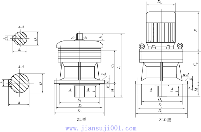 ZL、ZLD型减速机外形及安装尺寸（JB/T2982-1994）