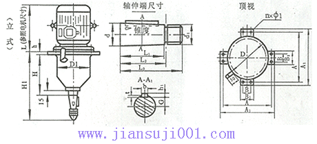 TDJ型减速机结构图及配套电机功率与高度尺寸