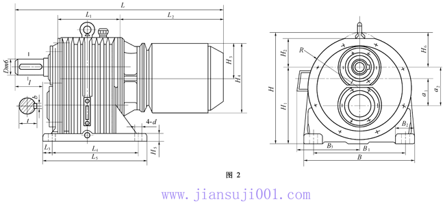 YGL、YZL型减速器主要尺寸（JB/T 5562-1991）