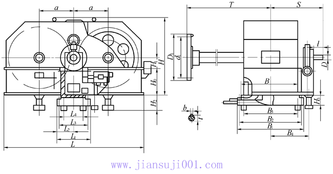 水泥磨减速机常用减速机的技术性能和外形尺寸(D型减速机)