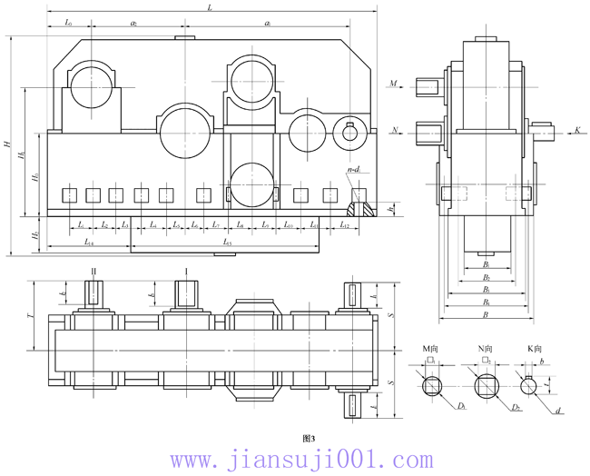  TD5型减速器外形尺寸（JB/T6121-92）