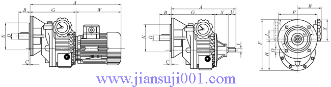 MBNL（F）-C、MBNL（F）Y-C单级齿轮减速机组合外形及安装尺寸