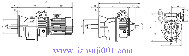 MBNL（F）-2C、MBNL（F）-2C二级齿轮减速器组合外形及安装尺寸