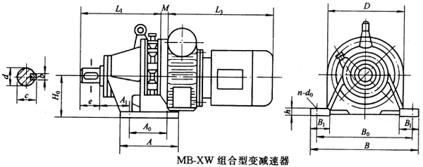 MB-XW组合型变减速器主要尺寸