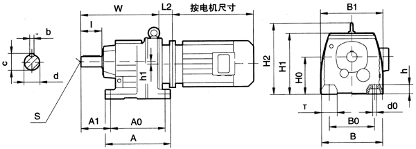 MD17……系列斜齒輪硬齒面減速機(jī)外形安裝尺寸