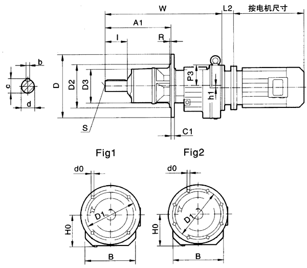 MDM57……系列斜齿轮硬齿面减速机外形安装尺寸