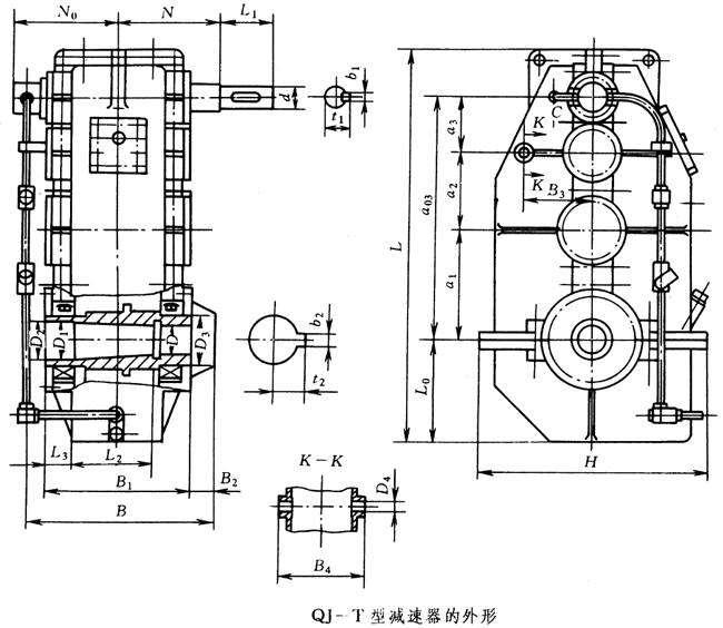 QJ-T型減速器的外形尺寸及安裝尺寸(JB/T8905.4-1999)