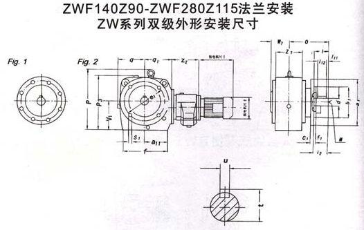 ZWF140Z90-ZWF280Z115法蘭安裝ZW系列雙級外形安裝尺寸