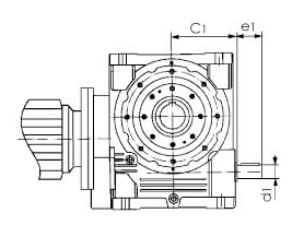 EWS107、EWS127斜齿轮蜗轮减速机同向输出轴尺寸图