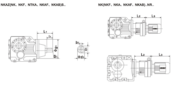 NK..S37……系列螺旋锥齿轮减速机安装尺寸