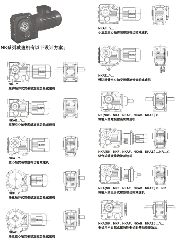 NK系列螺旋锥齿轮减速机输入功率及许用转矩