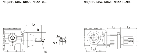 NS..S37……系列斜齿—蜗轮蜗杆减速机安装尺寸