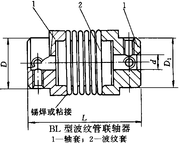 BL型波纹管联轴器基本参数和主要尺寸