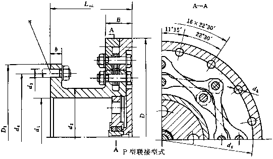 P型联接主要尺寸