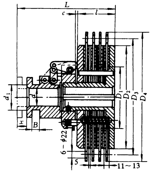 干式多片摩擦离合器的主要尺寸和特性参数