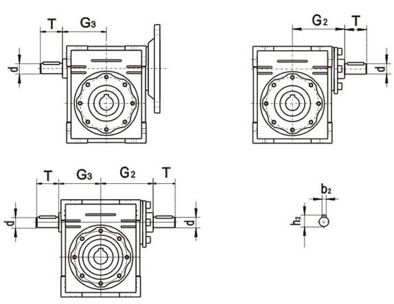 WWJ系列蜗杆减速器双向输入轴尺寸