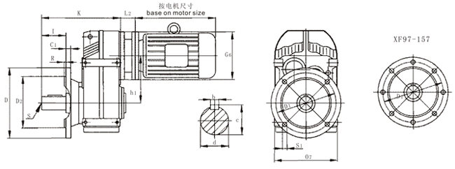 XFF37……系列平行軸斜齒輪減速機(jī)安裝尺寸