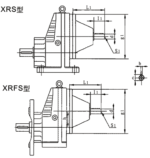 XRS、XRFS系列斜齒輪硬齒面減速機(jī)安裝尺寸