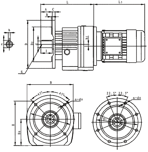 XRF37……系列斜齒輪硬齒面減速機(jī)安裝尺寸