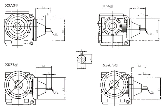 S37、S47、S57、S67、S77、S87、S97、系列斜齒輪蝸輪減速機(jī)安裝尺寸