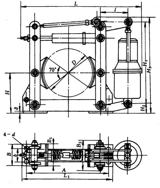 YWZ系列液压推杆制动器技术参数(JB/ZQ 4388-86)