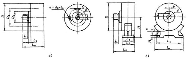 轴联接、止口支撑式制动器主要尺寸（JB/T 5989—92）