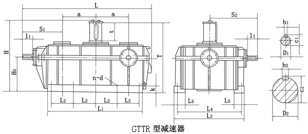 GTTR300、GTTR350、GTTR400、型三环减速器外形及安装尺寸