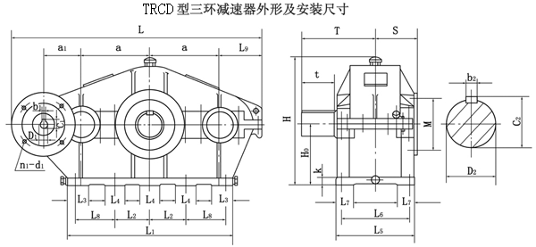 TRCD型三环减速机外形及安装尺寸