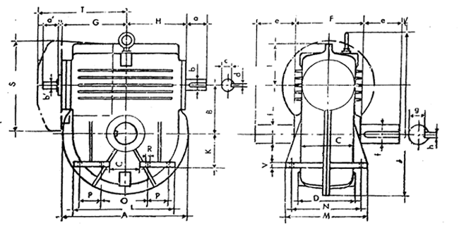 蜗杆在上式O—IX型减速器的外形尺寸