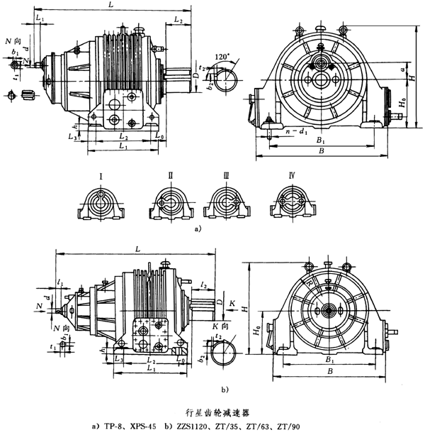 行星齿轮减速器外形尺寸（JB/T6121-92）