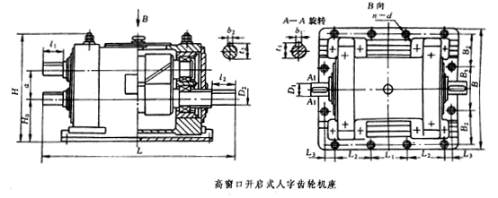 轧机减速机水平抛开式人字齿轮机座外形尺寸及技术参数